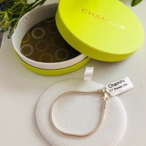 Chamilia Sterling Bracelet with Lime Green Jewelry Box 6.7 inches